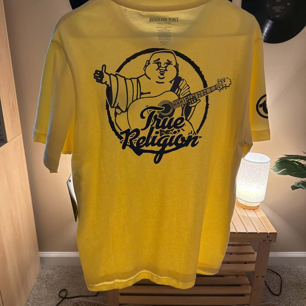 True Religion Buddha Graphic Crewneck T-Shirt Yellow